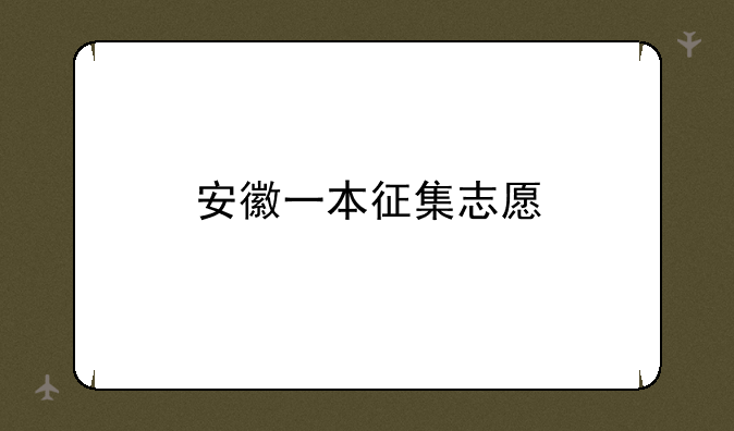 安徽一本征集志愿