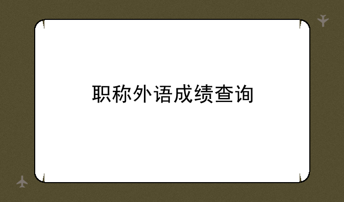 职称外语成绩查询