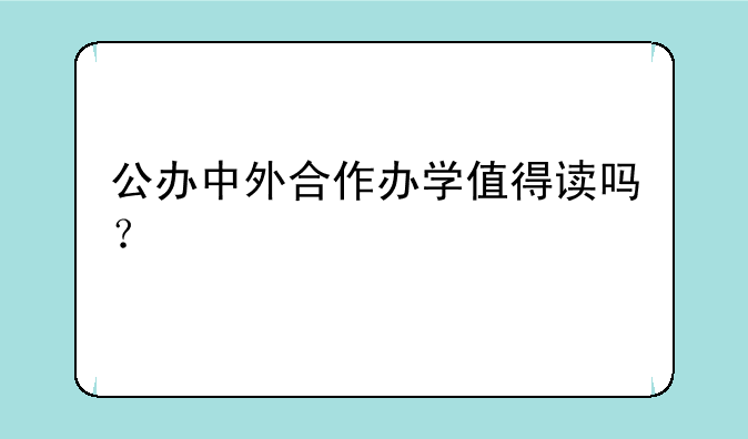 公办中外合作办学值得读吗？
