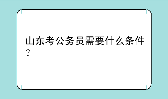 山东考公务员需要什么条件？