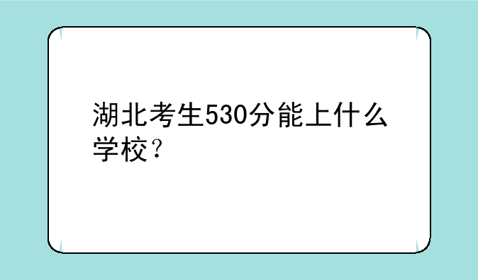 湖北考生530分能上什么学校？