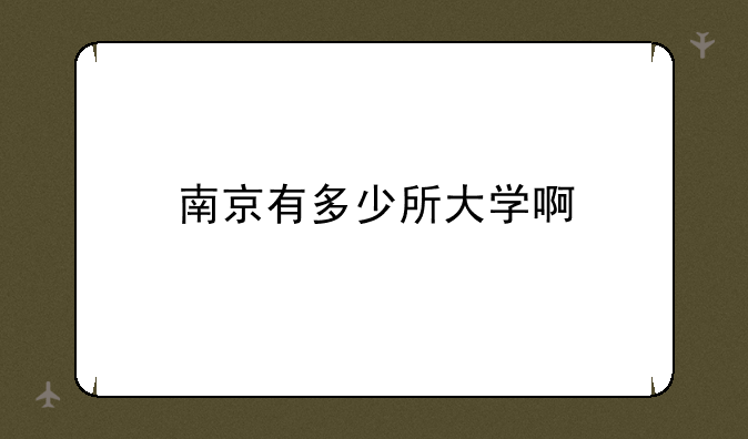 南京有多少所大学啊