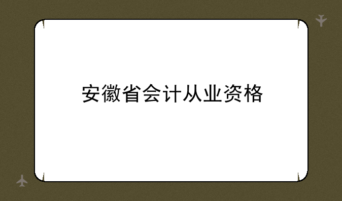 安徽省会计从业资格