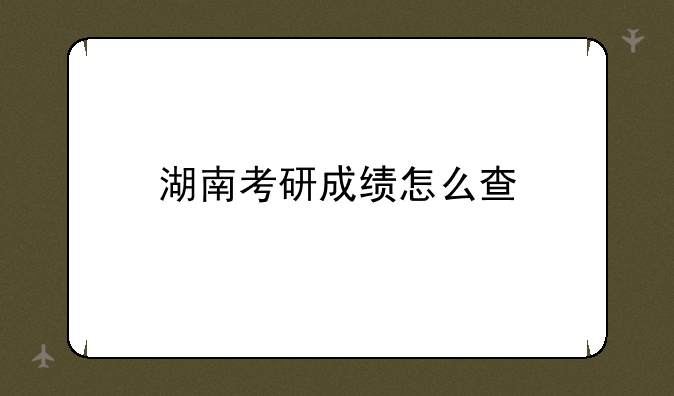 湖南考研成绩怎么查