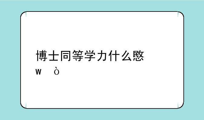 博士同等学力什么意思？