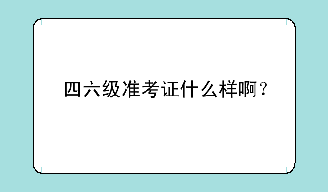 四六级准考证什么样啊？