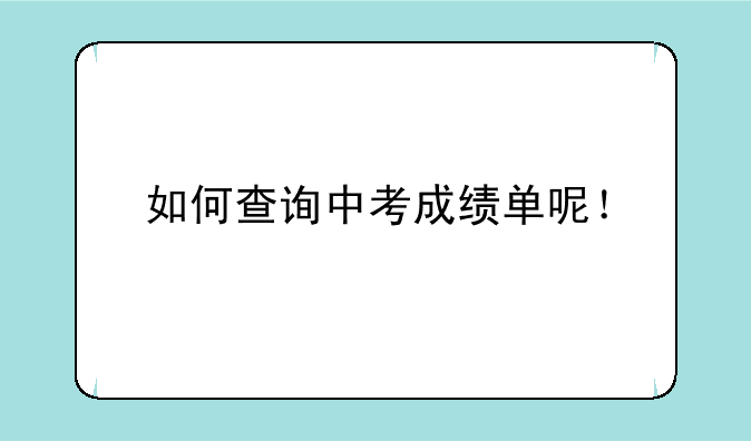 如何查询中考成绩单呢！