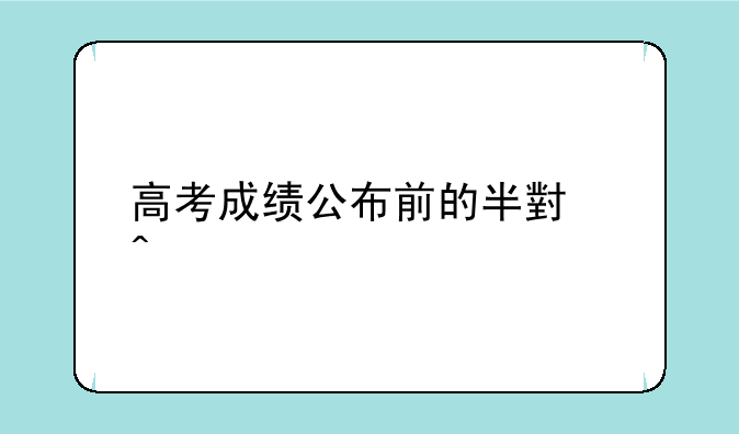 高考成绩公布前的半小时