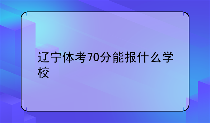 辽宁体考70分能报什么学校