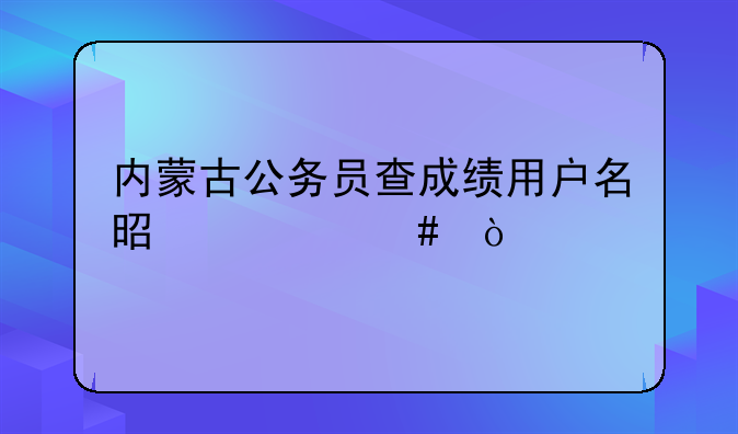 内蒙古公务员查成绩用户名是什么？