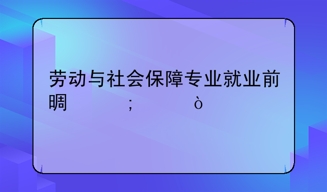劳动与社会保障专业就业前景怎样？