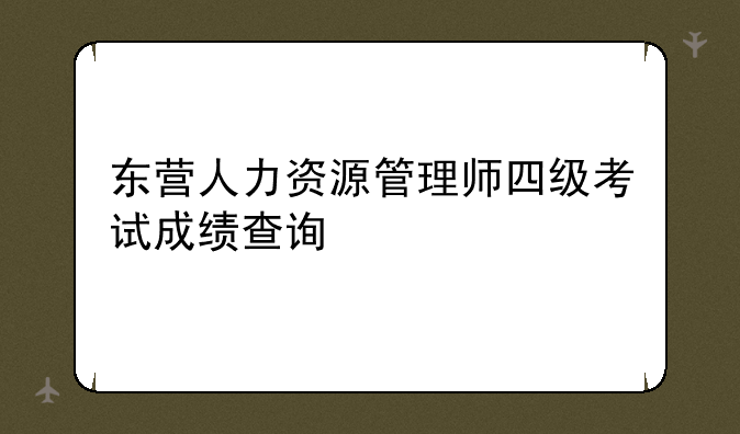 东营人力资源管理师四级考试成绩查询