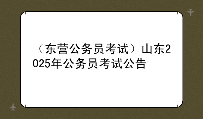（东营公务员考试）山东2025年公务员考试公告