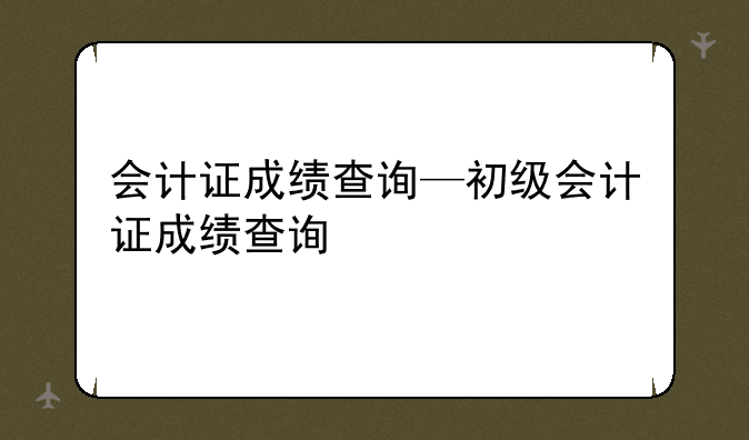 会计证成绩查询—初级会计证成绩查询