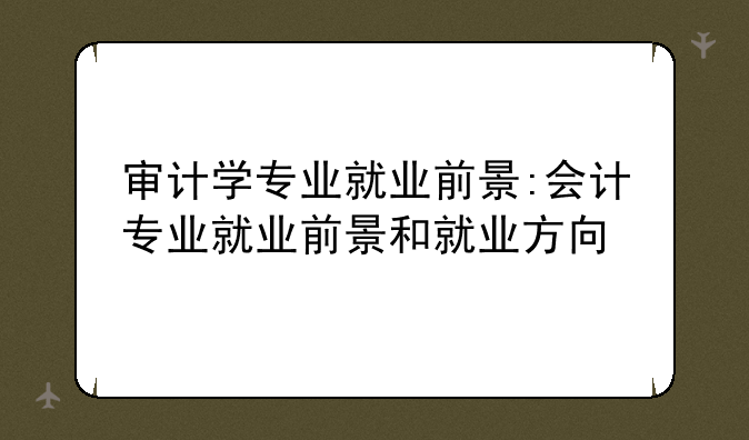 审计学专业就业前景:会计专业就业前景和就业方向