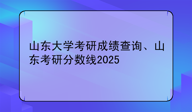 山东大学考研成绩查询、山东考研分数线2025