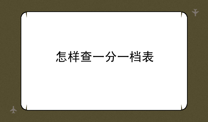 怎样查一分一档表